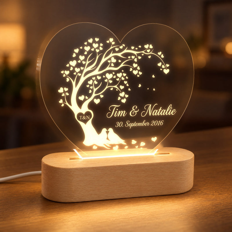 LED Herz Lampe mit Namen und Datum