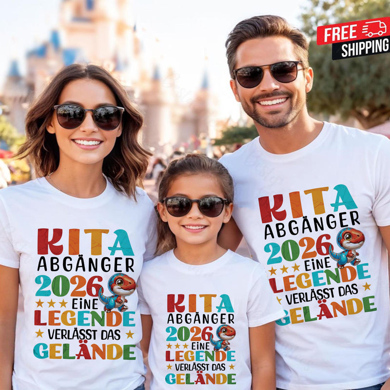 Kita-Abgänger-Shirt 2026 mit Dino „Eine Legende verlässt das Gelände“