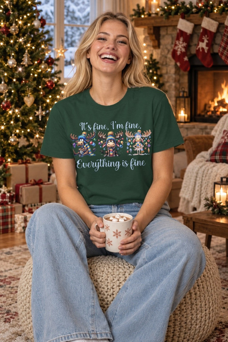 Elch Weihnachtspullover „Everything is Fine“