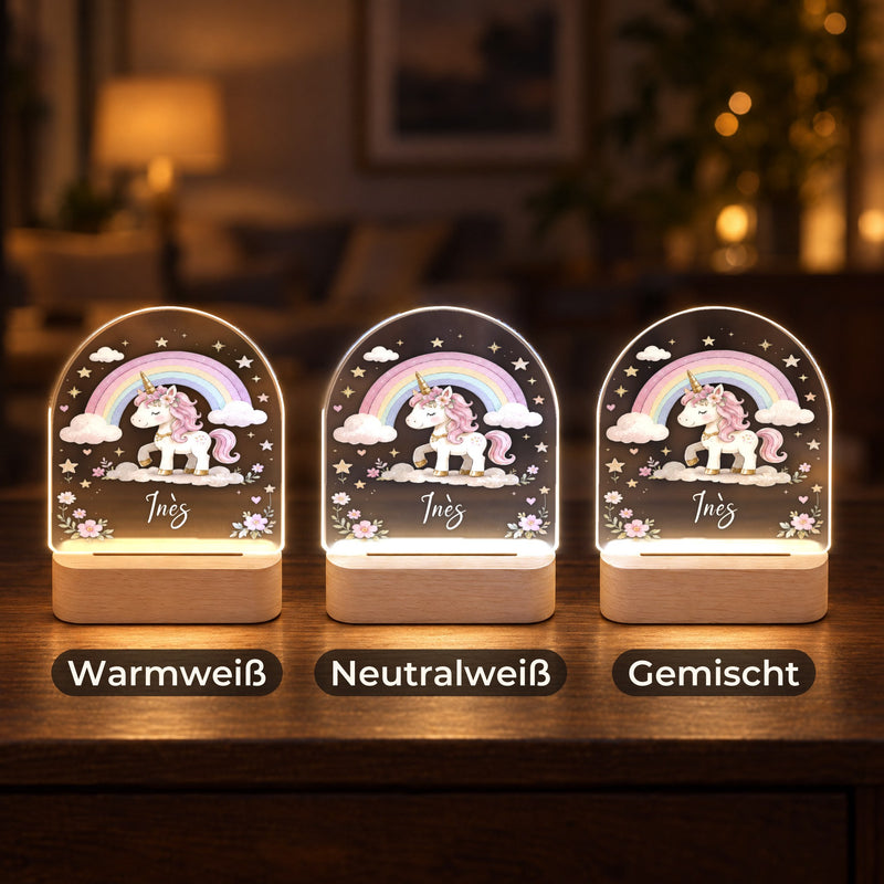 Einhorn Nachtlicht mit Namen und Datum