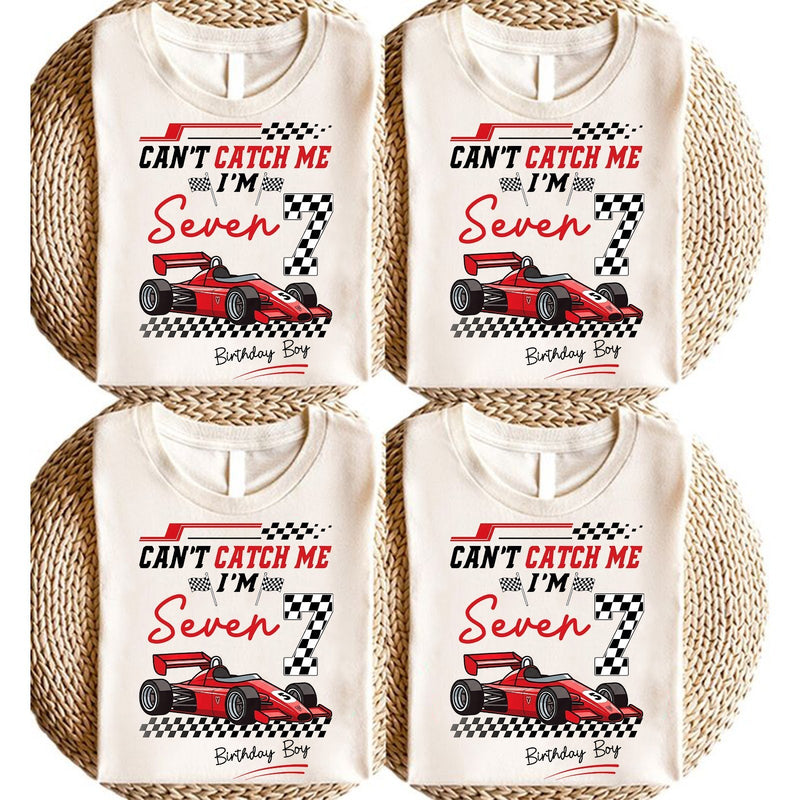 Geburtstagsshirt Kinder Rennwagen „Can't catch me I'm Seven“