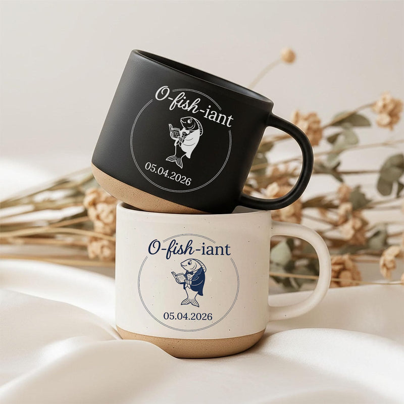 Trauredner Tasse „O-fish-iant“ personalisiert mit Datum