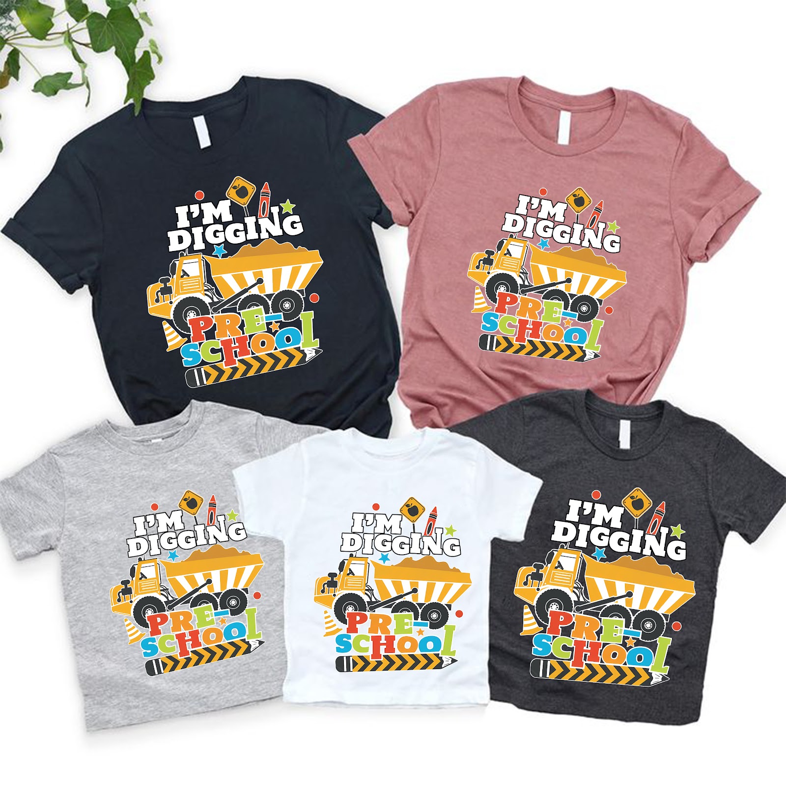 Einschulung T-Shirt „I'm digging Preschool“ (Bagger)