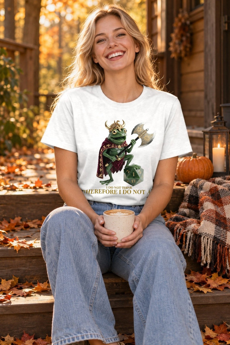 Lustiges Frosch T-Shirt Wikinger „I do not think therefore I do not am“