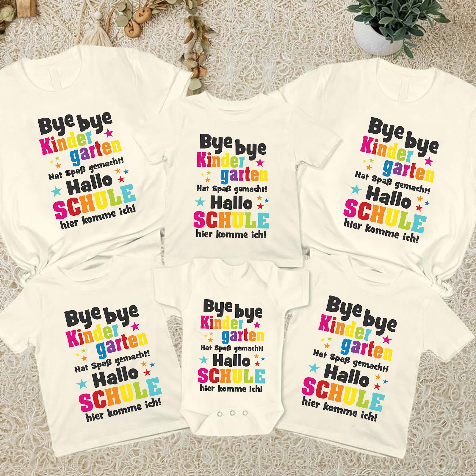 Einschulung T-Shirt „Bye bye Kindergarten Hallo Schule“