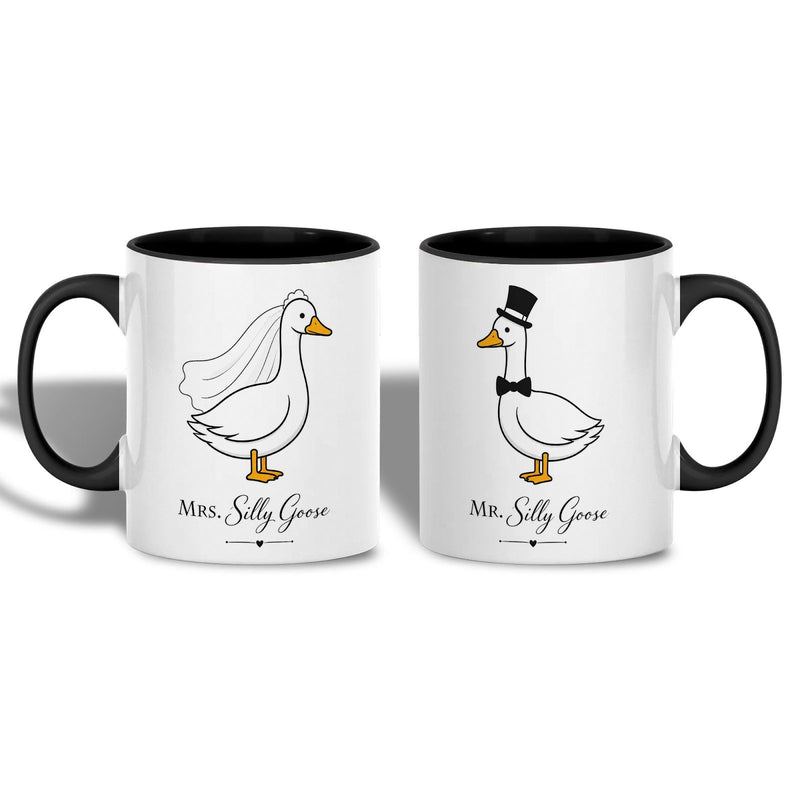 Hochzeit Tasse „Mrs. Silly Goose“ und „Mr. Silly Goose“
