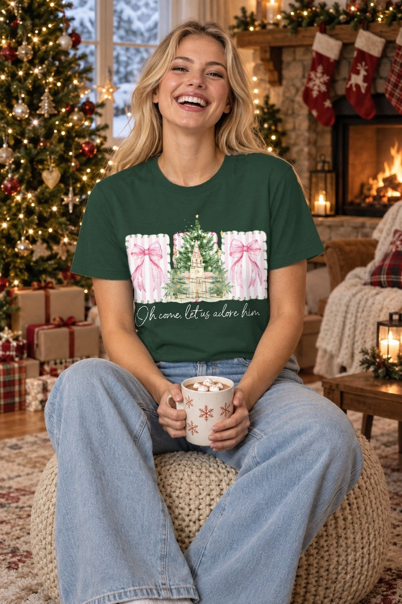 Christlicher Weihnachtspullover „Oh Come, Let Us Adore Him“