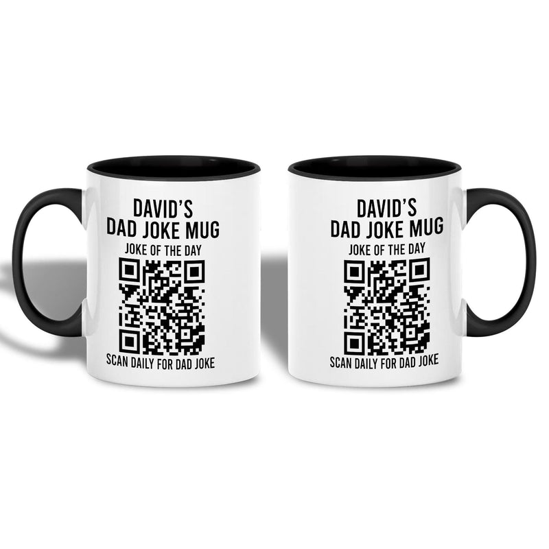 Personalisierte Dad Joke Tasse mit Namen und QR-Code „Scan Daily for Dad Joke“