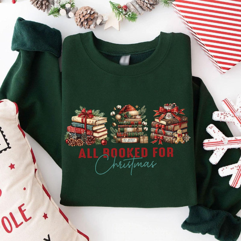 Bücher Weihnachtspullover „All Booked for Christmas“