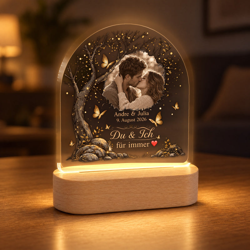Personalisierte Foto-Lampe mit Namen und Datum