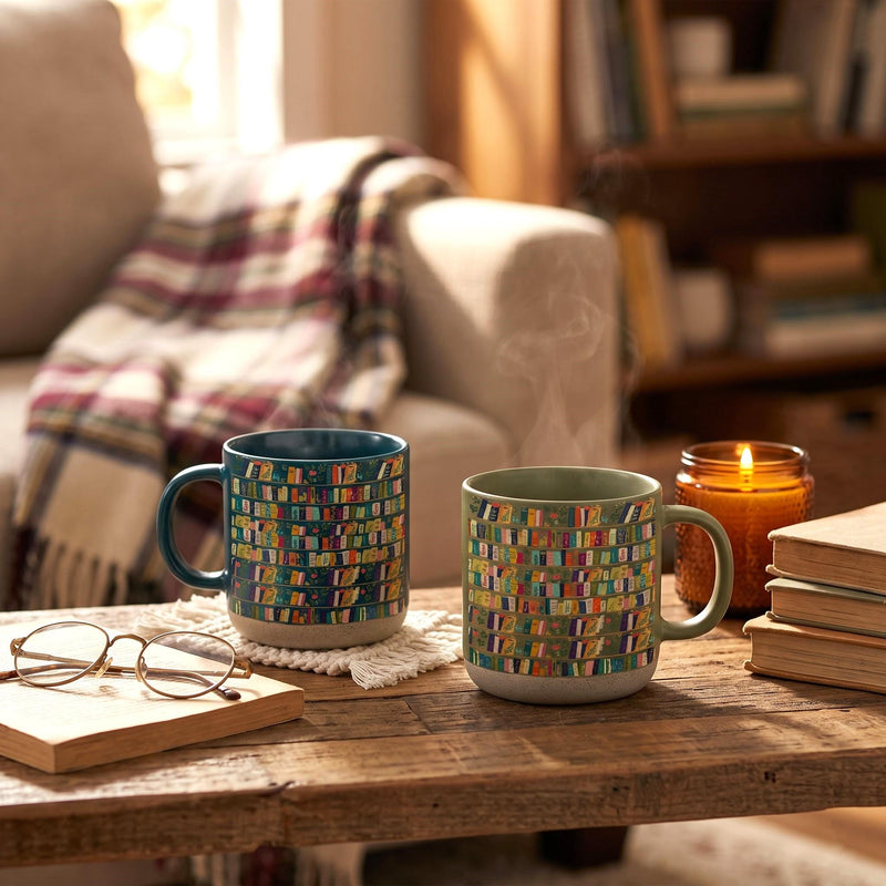 Bücherregal-Tasse im Vintage-Stil
