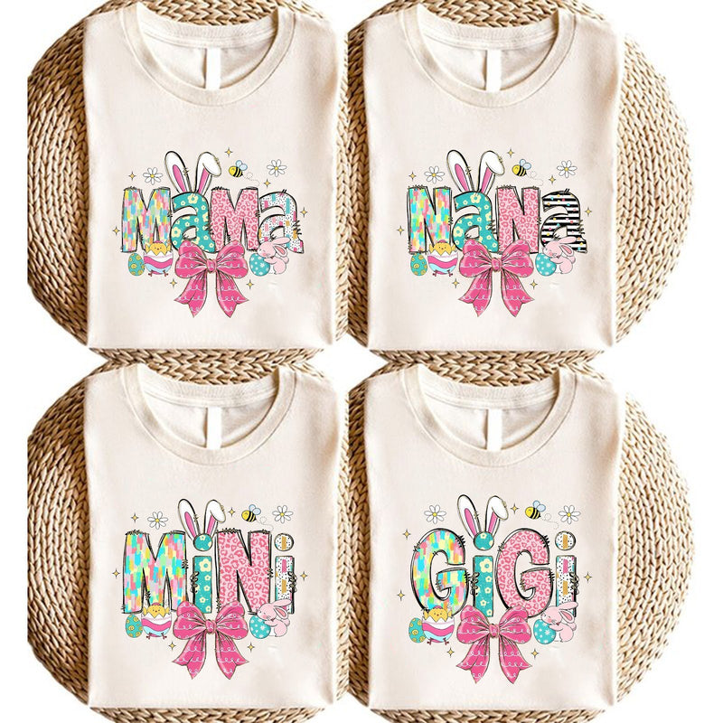 Familien Oster T-Shirt mit Hasenohren und Schleife