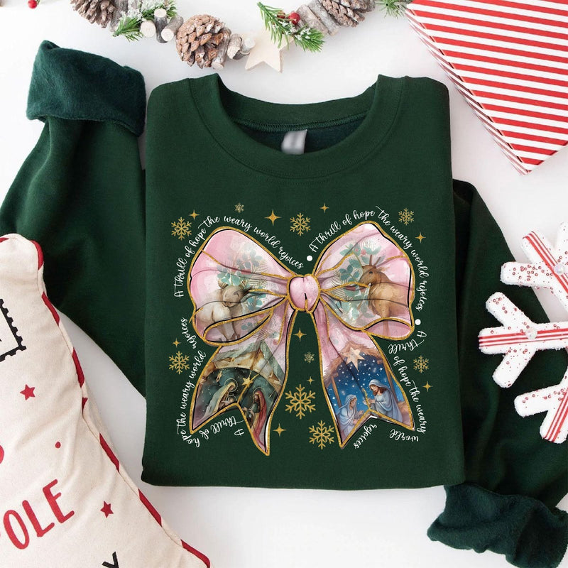 Christlicher Weihnachtspullover „A Thrill of Hope, the Weary World Rejoices“