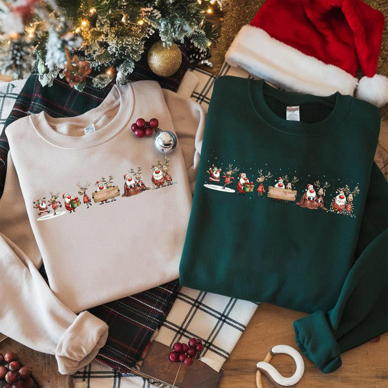 Weihnachtspullover Rentier & Weihnachtsmann