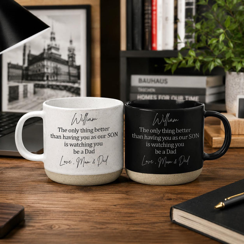 Tasse für den Sohn zum ersten Vatertag mit Namen
