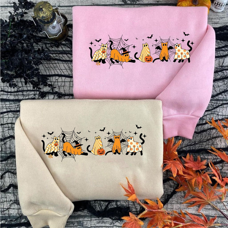 Halloween Pullover Katzen im Kostüm