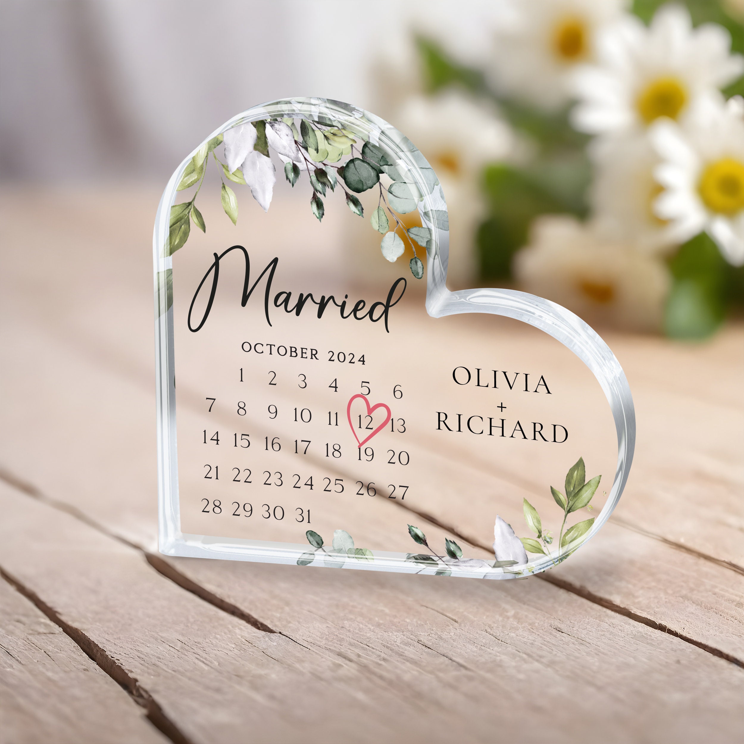 Hochzeits-Plakette »Married« (Acryl)
