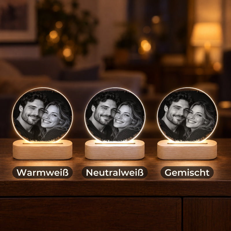 Verlobungsgeschenk Fotolampe mit Namen und Datum