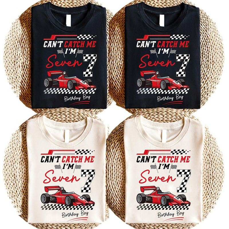 Geburtstagsshirt Kinder Rennwagen „Can't catch me I'm Seven“