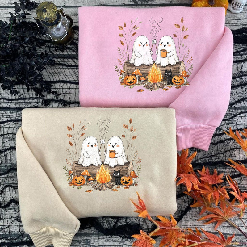 Herbst Pullover mit Geistern am Lagerfeuer