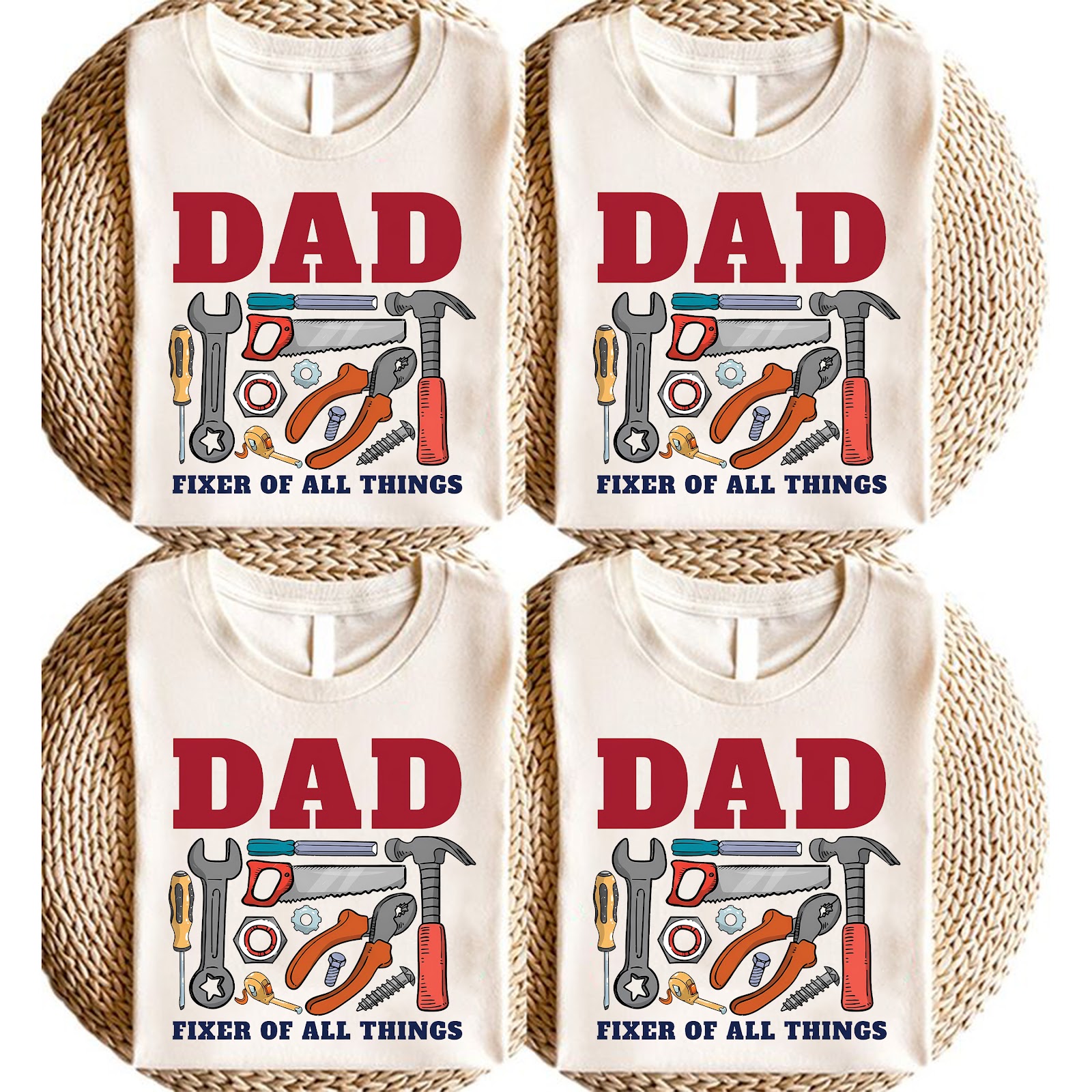 Papa T-Shirt „Dad – Fixer of all Things“ (Werkzeug)