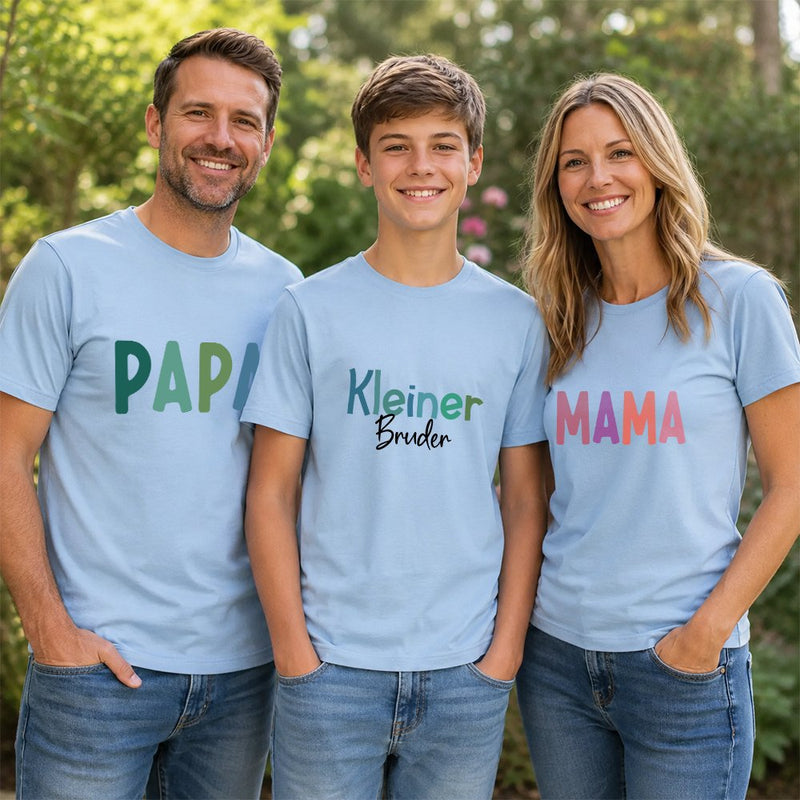 Familien Partnerlook T-Shirt mit Wunschtext
