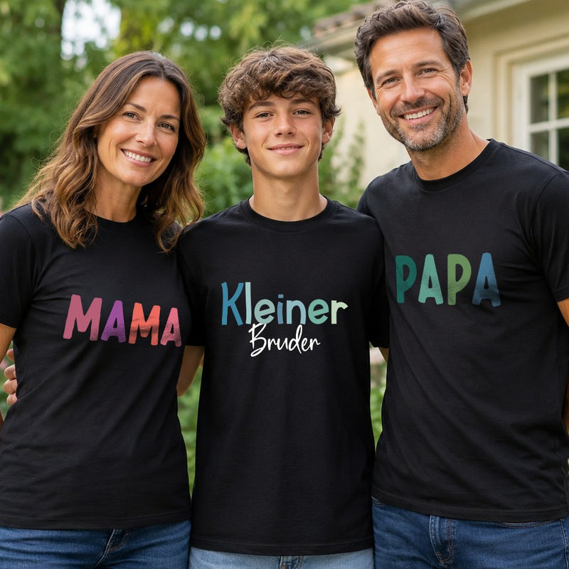 Familien Partnerlook T-Shirt mit Wunschtext