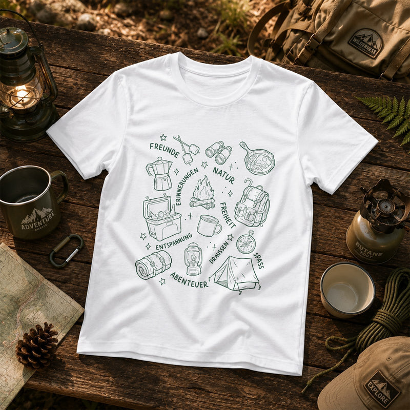 Camping T-Shirt mit Lagerfeuer