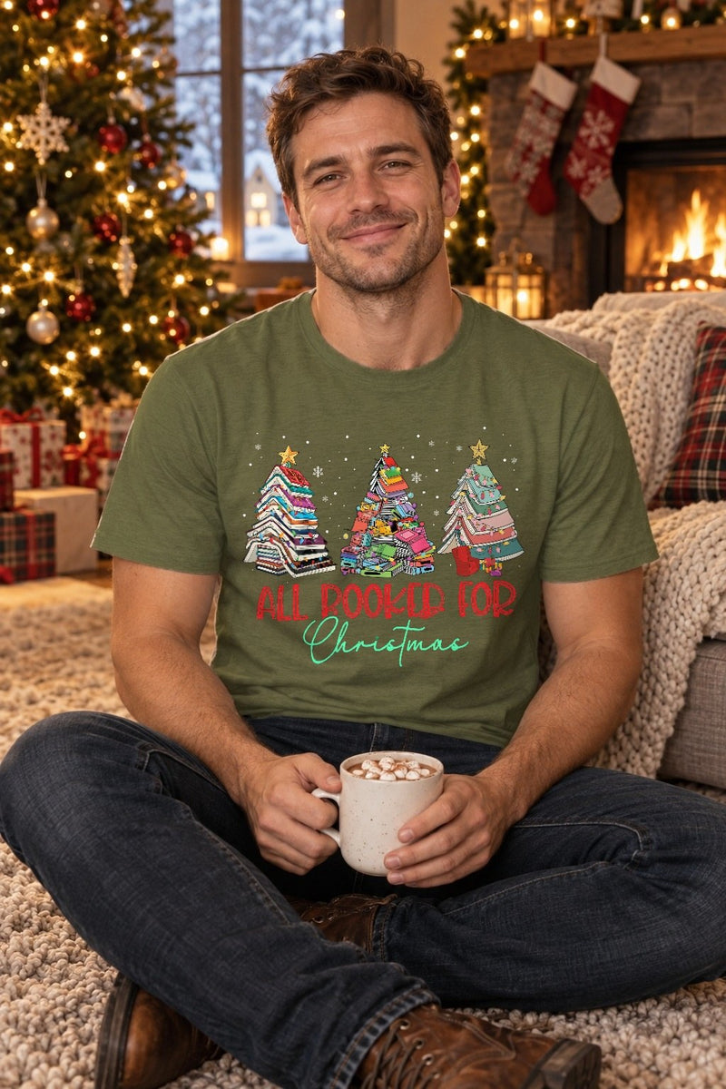 Weihnachtsshirt für Leseratten „All Booked for Christmas“
