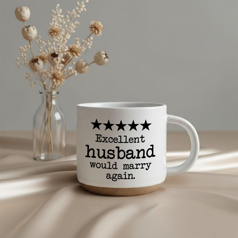 Lustige Ehemann-Tasse „Excellent Husband, Would Marry Again“ mit fünf Sternen