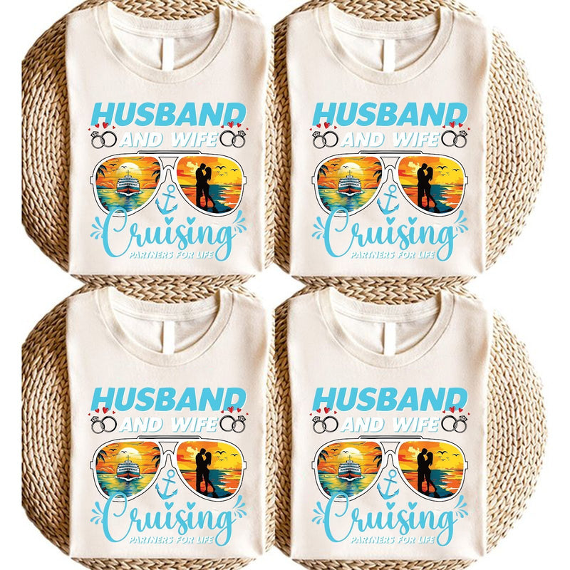 Kreuzfahrt-Pärchenshirt „Husband and Wife Cruising – Partners for Life“