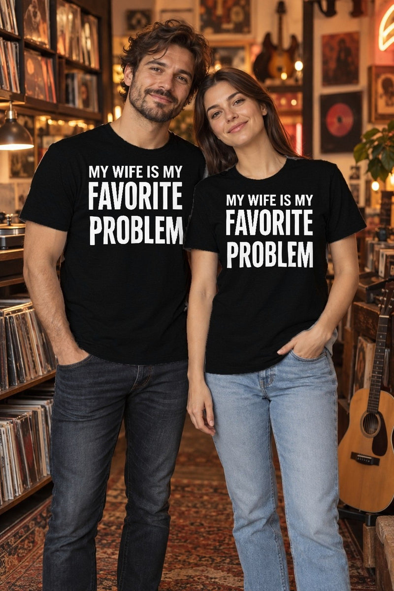Lustiges Ehemann T-Shirt „My Wife Is My Favorite Problem“