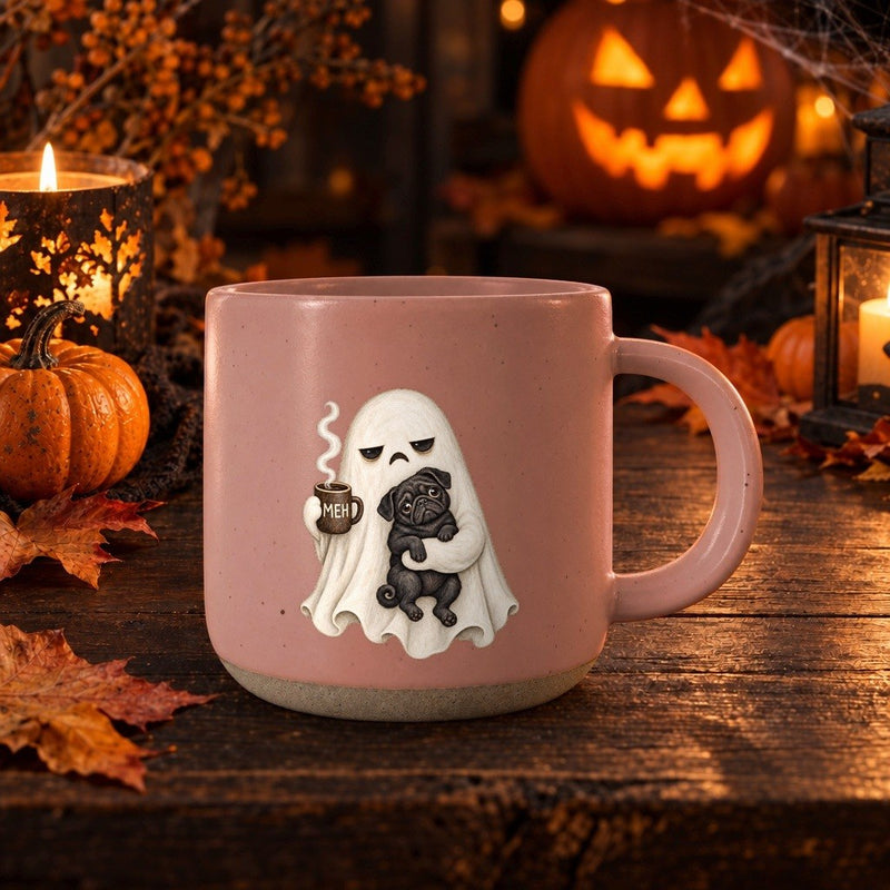 Halloween-Tasse Gespenst mit Mops