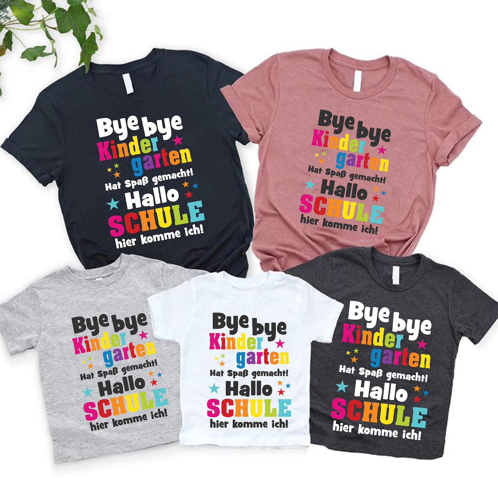 Einschulung T-Shirt „Bye bye Kindergarten Hallo Schule“