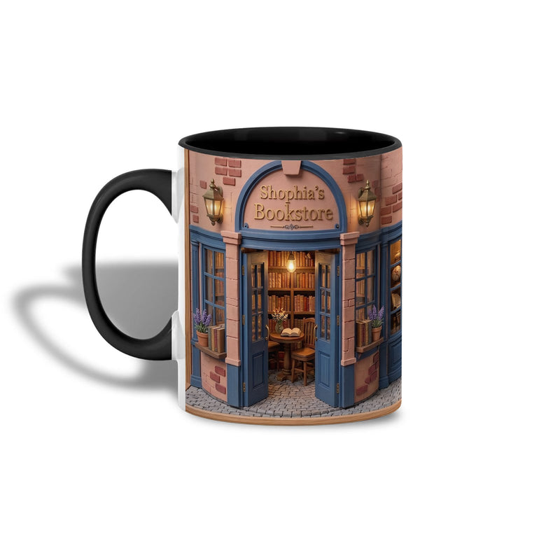Personalisierte Buchladen Tasse mit Namen „Bookstore“