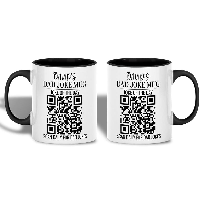 Personalisierte Papa-Tasse mit Namen und QR-Code „Dad Joke Mug – Scan Daily For …“