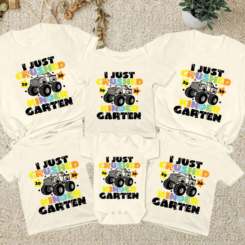 Einschulung Shirt Monster Truck „I Just Crushed Kindergarten 2026“