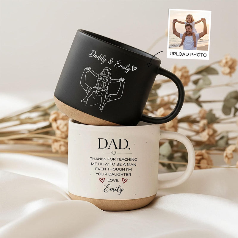 Matte Papa Tasse mit Foto als Linienzeichnung