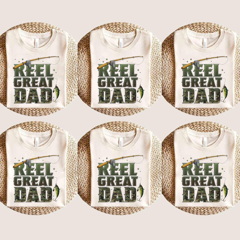 Angler-Papa-Shirt „Reel Great Dad“ in Tarnmuster