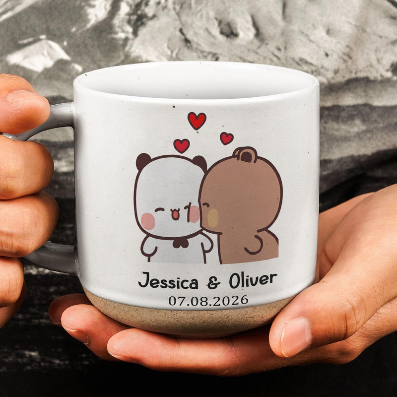 Pärchen-Tasse BuBu & Dudu mit Panda und Bär, personalisiert mit Namen und Datum