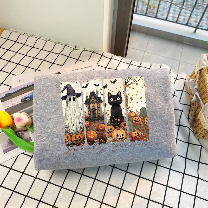 Halloween Pullover „Spooky Season“ – Geist mit Hexenhut