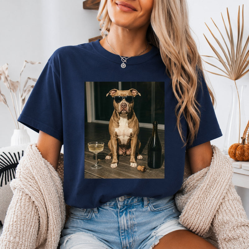 Hunde T-Shirt Pitbull mit Sonnenbrille