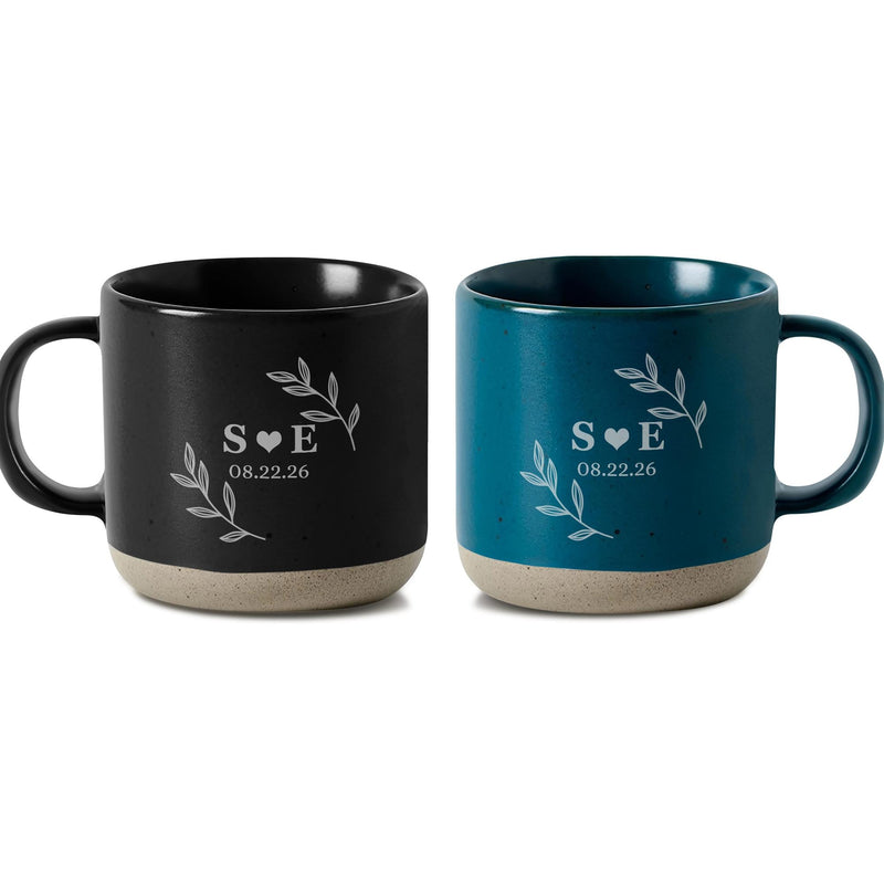 Personalisierte Paar-Tasse mit Initialen und Datum
