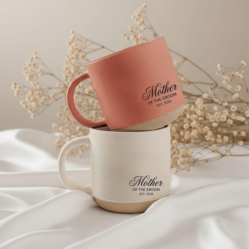 Matte Tasse „Mother of the Groom“ mit Hochzeitsjahr