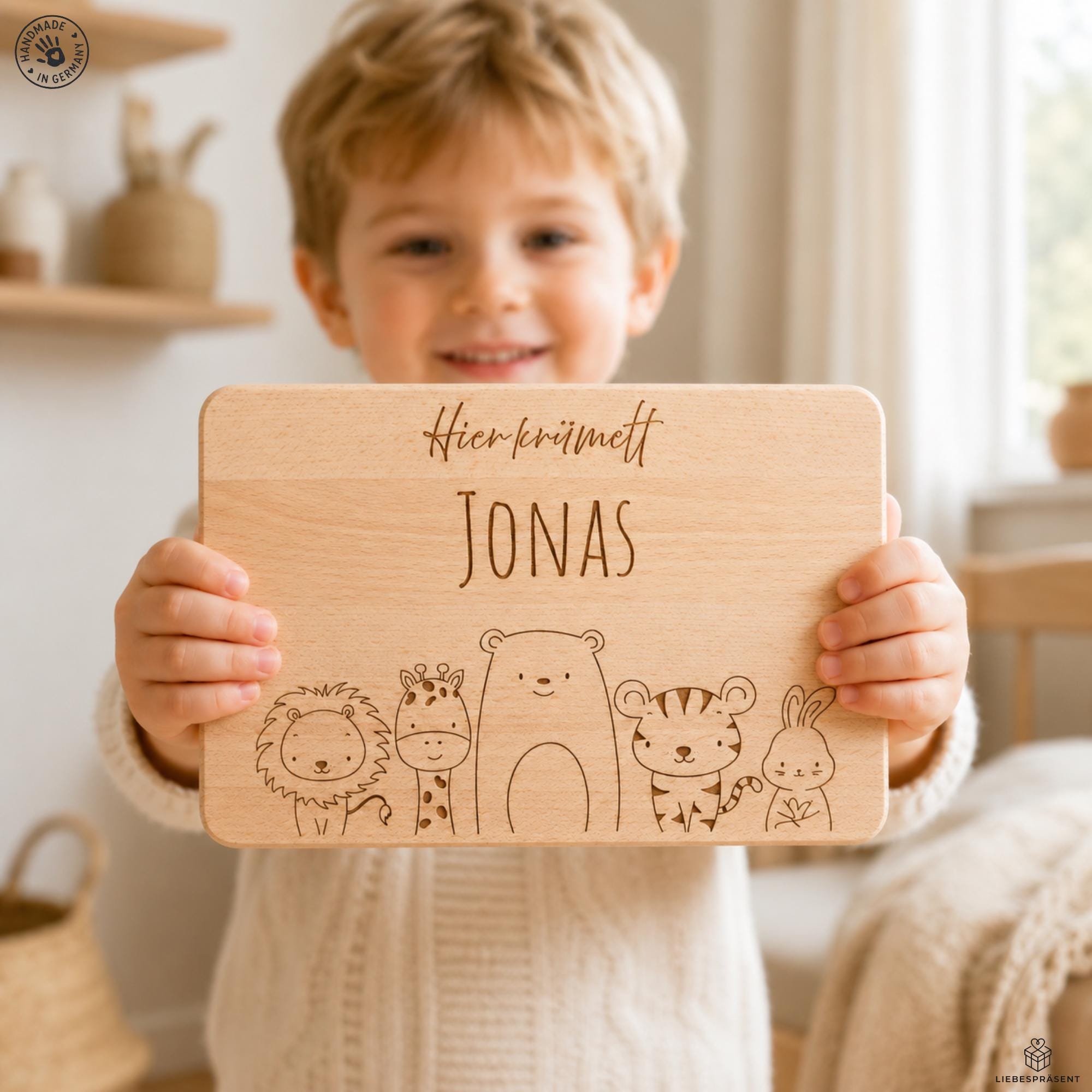 Frühstücksbrettchen für Kinder (Tier-Gravur)