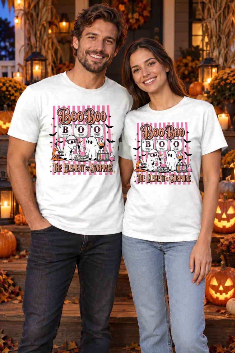 Lustiges Halloween T-Shirt „Boo Boo – The Element of Surprise“