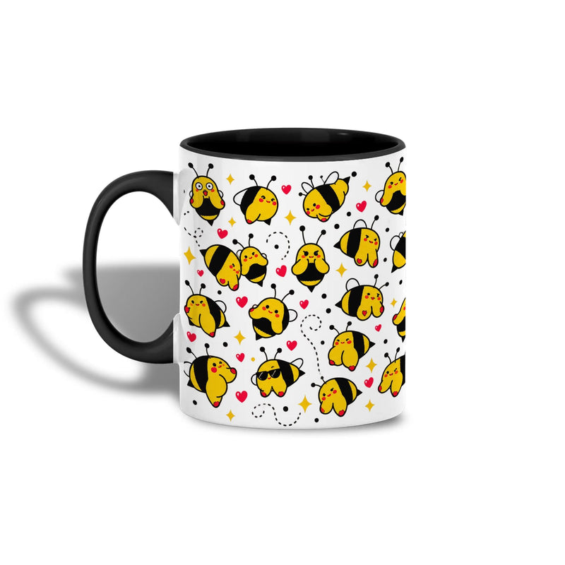 Lustige Bienen-Tasse „Boobees“ mit frechen Cartoon-Bienen und Herzen