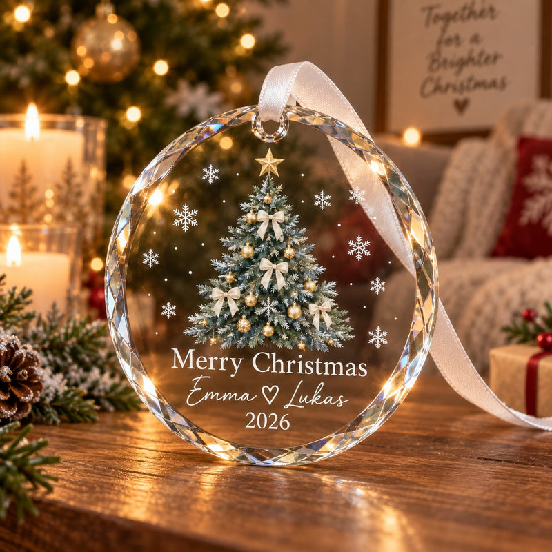 Weihnachtsanhänger mit Namen aus Glas