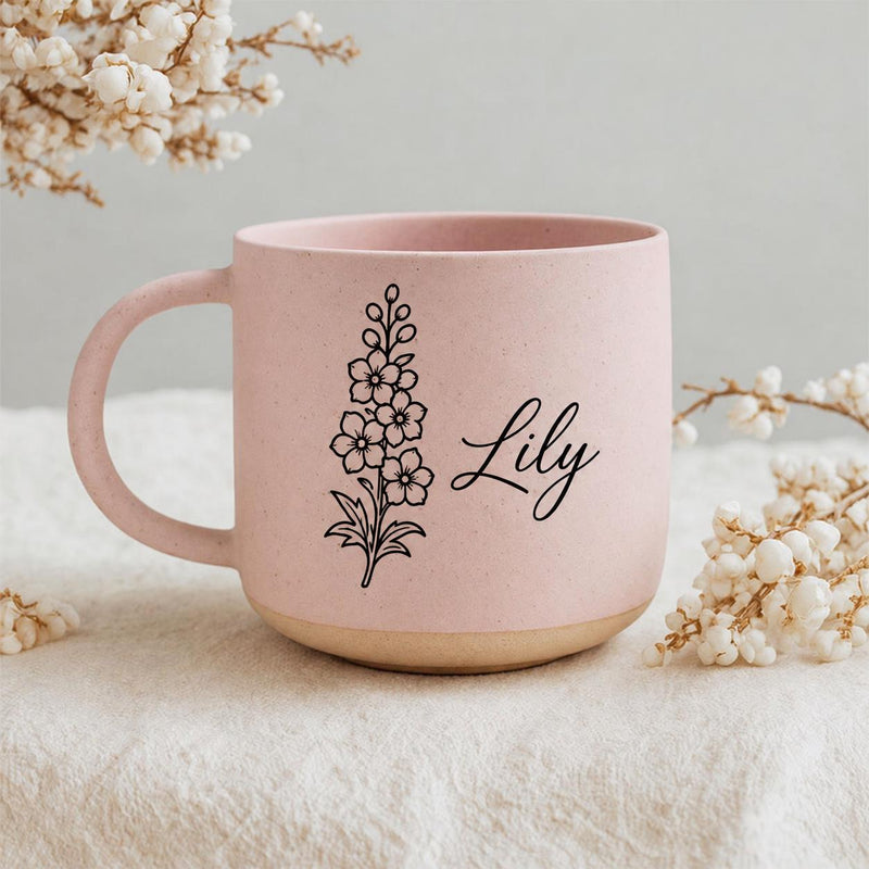 Geburtsblumen-Tasse personalisiert mit Namen