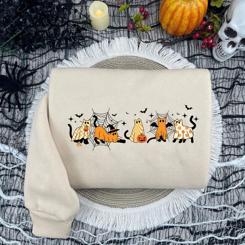 Halloween Pullover Katzen im Kostüm